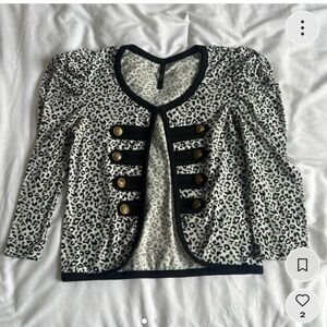 Black and white leopard print button-up top